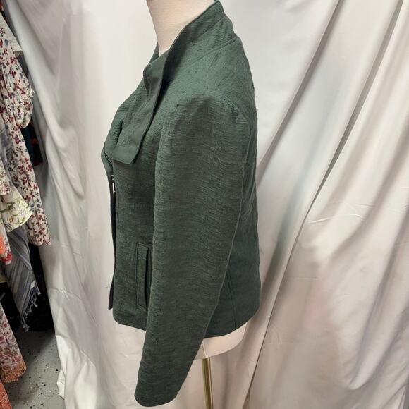 Vince Green Moto Jacket Womens XS Lightweight Full Zip Pockets Textured‎ - Picture 6 of 16